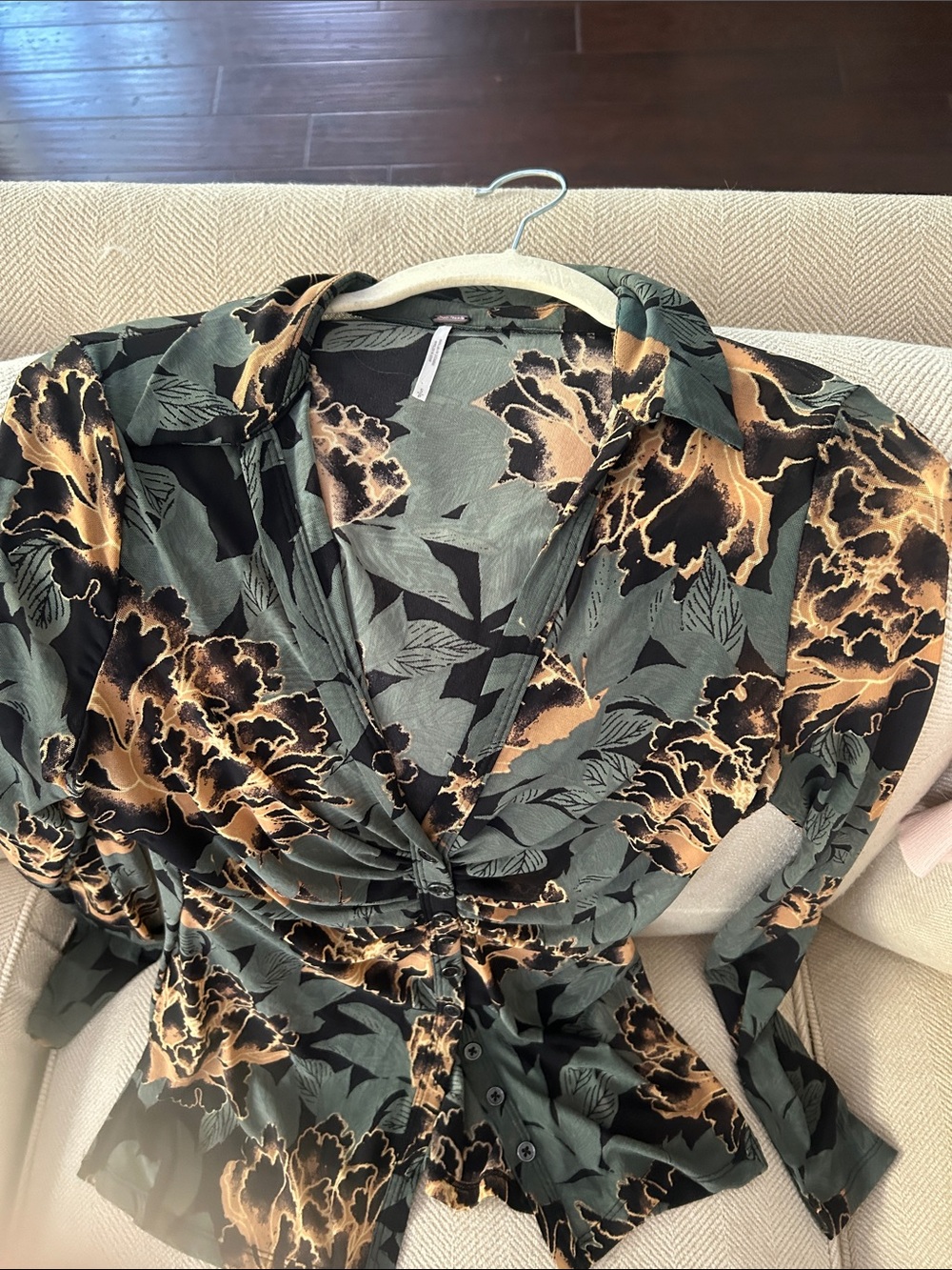 Free People Floral Women’s Blouse - Green & Gold